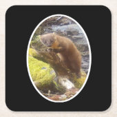 Pine Marten op Log Paper Onderzetter (Voorkant)