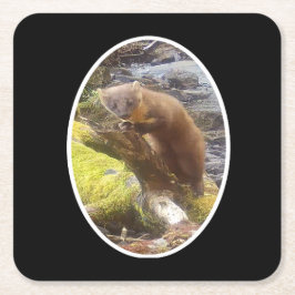 Pine Marten op Log Paper Onderzetter