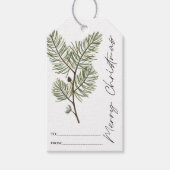 Pine Merry Christmas Minimalistisch groen geblader Cadeaulabel (Voorkant)