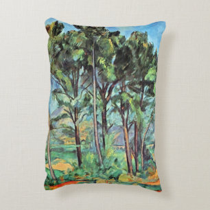 Pine met Viaduct van Paul Cezanne, Vintage Art Accent Kussen