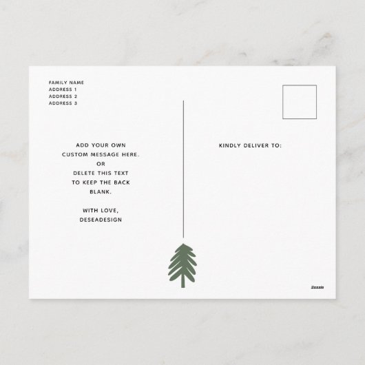 Pine Modern Kerstscript Minimalist 2 Foto Feestdagenkaart (Achterkant)