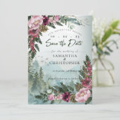 Pine Mountain Forest Burgundy Dusty Roos Save The Date (Staand voorkant)