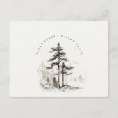 Pine Mountain Landscape Schets Bruiloft Details Informatiekaartje (Achterkant)