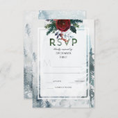 Pine Mountain Rozen Winter bruiloft RSVP Informatiekaartje (Voorkant / Achterkant)