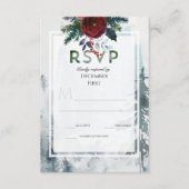 Pine Mountain Rozen Winter bruiloft RSVP Informatiekaartje (Voorkant)