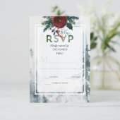 Pine Mountain Rozen Winter bruiloft RSVP Informatiekaartje (Staand voorkant)