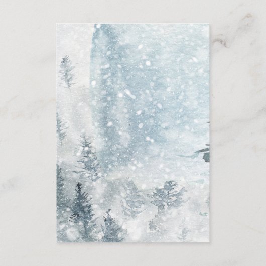 Pine Mountain Rozen Winter bruiloft RSVP Informatiekaartje (Achterkant)