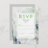 Pine Mountain Waterverf Rustic Forest Green RSVP Informatiekaartje (Voorkant / Achterkant)