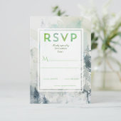 Pine Mountain Waterverf Rustic Forest Green RSVP Informatiekaartje (Staand voorkant)