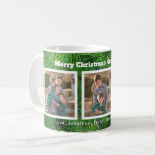 Pine naalden Drie kerstfoto's Koffiemok
