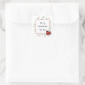 Pine naalden en warme cacao prettige kerstdagen vo vierkante sticker (Tas)