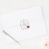 Pine naalden en warme cacao prettige kerstdagen vo vierkante sticker (Envelop)