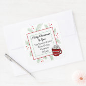 Pine naalden en warme cacao prettige kerstdagen vo vierkante sticker (Envelop)