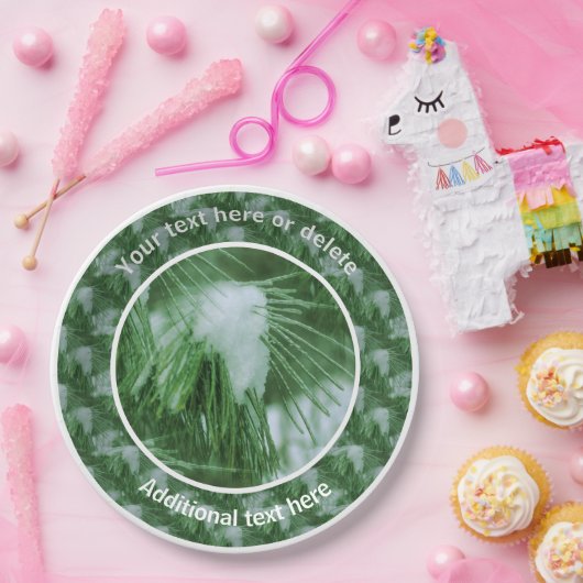 Pine naalden in sneeuw en ijs gepersonaliseerde pa papieren bordje (Feest)