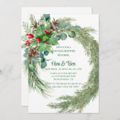 Pine Naalden Rode Berry Kerst Koppels Douche Kaart (Voorkant / Achterkant)