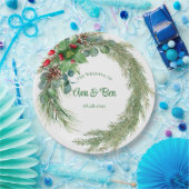 Pine naalden rode bessen krans bruiloft papieren bordje (Feest)