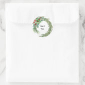 Pine naalden rode bessen krans bruiloft ronde sticker (Tas)