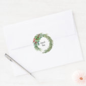 Pine naalden rode bessen krans bruiloft ronde sticker (Envelop)