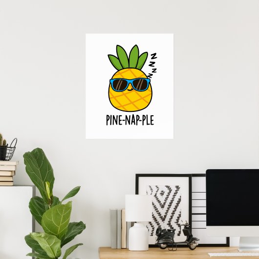 Pine-nap-paars Funny Napping Fruit Pineapple Pun Poster (Thuiskantoor)