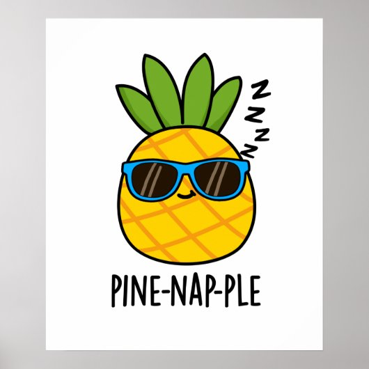 Pine-nap-paars Funny Napping Fruit Pineapple Pun Poster (Voorkant)