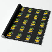 Pine-nap-ple Grappig Fruit Ananas Pun Dark BG Cadeaupapier (Uitgerold)