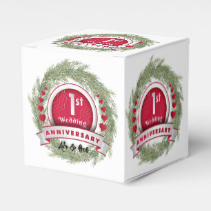 Pine Needle Krans Rood 1e Huwelijk Jubileum Bedankdoosjes