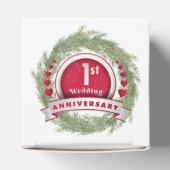 Pine Needle Krans Rood 1e Huwelijk Jubileum Bedankdoosjes (Bovenkant)