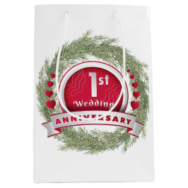 Pine Needle Krans Rood 1e Huwelijk Jubileum Medium Cadeauzakje