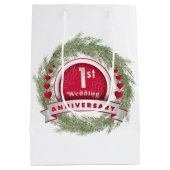 Pine Needle Krans Rood 1e Huwelijk Jubileum Medium Cadeauzakje (Achterkant)