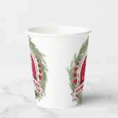 Pine Needle Krans Rood 1e Huwelijk Jubileum Papieren Bekers (Links)