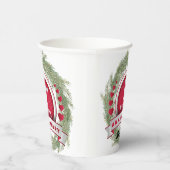 Pine Needle Krans Rood 1e Huwelijk Jubileum Papieren Bekers (Rechts)