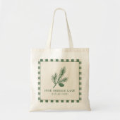 Pine Needle Laan-Dennenappelprint & Gingham Rand Tote Bag (Voorkant)
