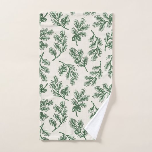 Pine Needle Lane - Botanical Pinecone Pattern Bad Handdoek (Handdoek)