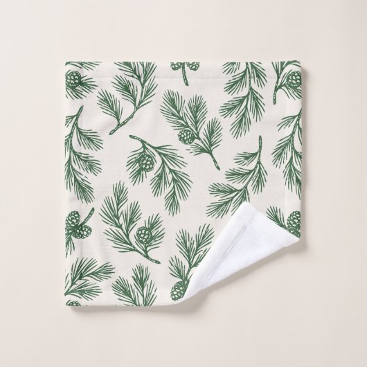 Pine Needle Lane - Botanical Pinecone Pattern Bad Handdoek (Wasdoekje)