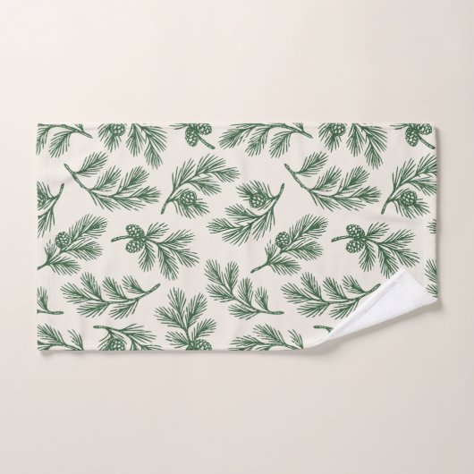 Pine Needle Lane - Botanical Pinecone Pattern Bad Handdoek (Handdoek)