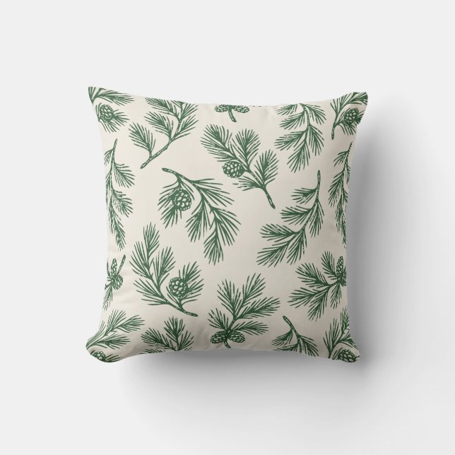 Pine Needle Lane - Botanical Pinecone Pattern Kussen (Voorkant)