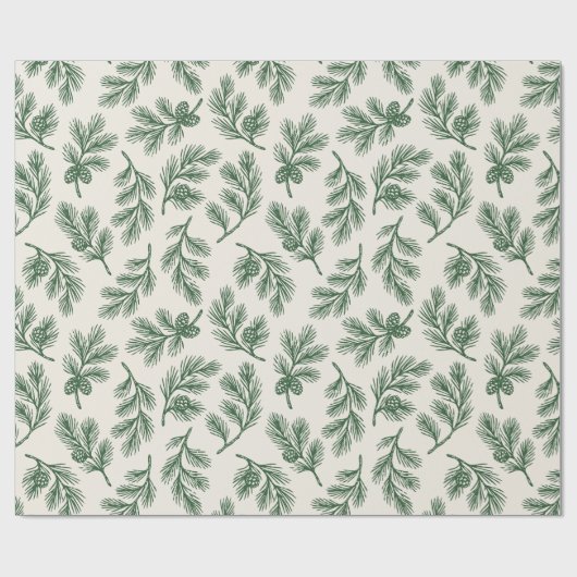 Pine Needle Lane - Botanical Pinecone Print Cadeaupapier (Vlak)