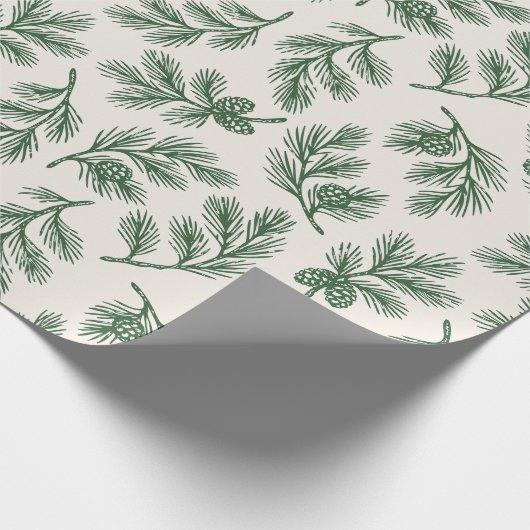 Pine Needle Lane - Botanical Pinecone Print Cadeaupapier (Hoek)