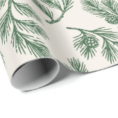 Pine Needle Lane - Botanical Pinecone Print Cadeaupapier (Rol Hoek)