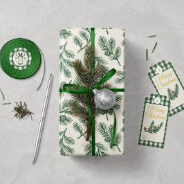 Pine Needle Lane - Botanische Dennenkegelprint Cadeaupapier