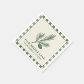 Pine Needle Lane-Dennenappelprint & Gingham Rand Servet (Hoek)