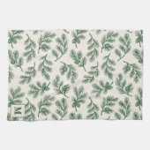 Pine Needle Lane-dennenappelprint & monogramdetail Theedoek (Horizontaal)