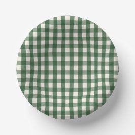 Pine Needle Lane - Dennengroene Gingham-patroon Papieren Kommen