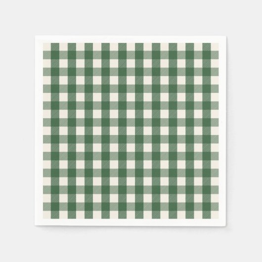 Pine Needle Lane - Dennengroene Gingham Patroon Servet (Voorkant)