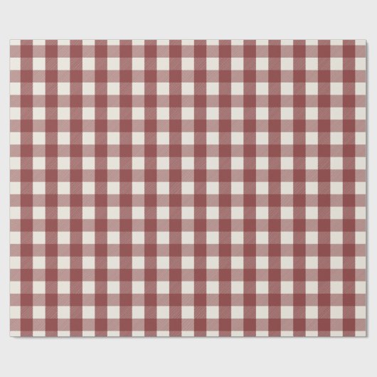 Pine Needle Lane Gingham - Berry Red & Soft Cream Cadeaupapier (Vlak)