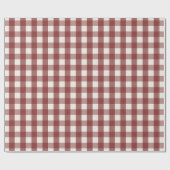 Pine Needle Lane Gingham - Besrood & Zachte Crème Cadeaupapier (Vlak)