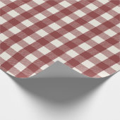 Pine Needle Lane Gingham - Besrood & Zachte Crème Cadeaupapier (Hoek)