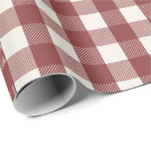 Pine Needle Lane Gingham - Besrood & Zachte Crème Cadeaupapier (Rol Hoek)