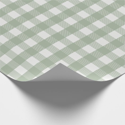 Pine Needle Lane Gingham -  Eucalyptus Green Cadeaupapier (Hoek)