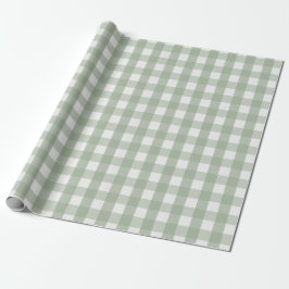 Pine Needle Lane Gingham - Eucalyptusgroen Cadeaupapier